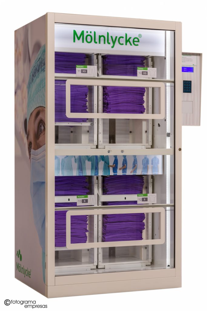 foto de maquina de vending modular de la marca molnlycke realizada por fotograma empresas de vitoria